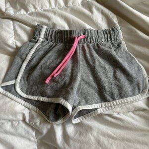 Old Navy Girls Grey and White Dolphin Hem Cheer Shorts Size Med EUC